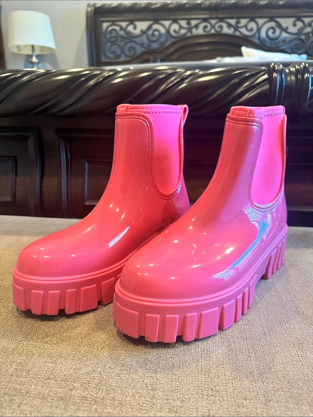 Pink Platform Rain Boots Like New